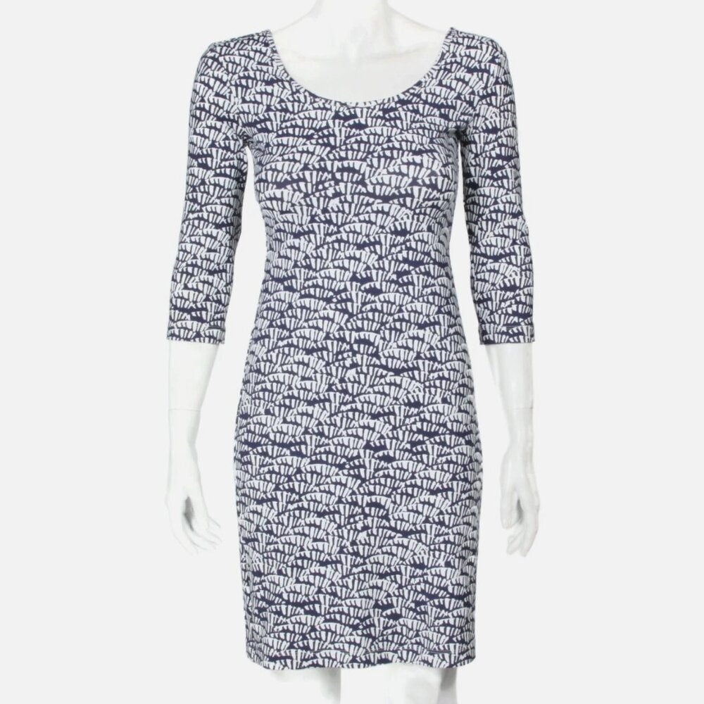Persifor  - Women's 3/4 sleeve dress in white-and-blue tropical coral reef